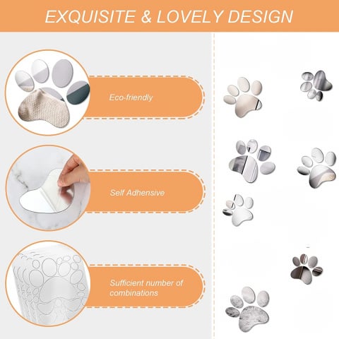 Set 7 Oglinzi Acrilice Autoadezive Luxer, Model Labute, 10x10 cm, Silver, labute caini oglinzi decorative de perete oglinda hol oglinzi dedeman pentru camera din acril decorativa ikea decor mobexpert jysk emag dormitor living autoadezive oglinda aurie moderne rezistente auriu [7]
