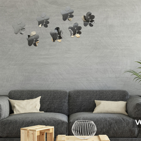Oglinzi Acrilice  Decorative - Set 7 Oglinzi Acrilice Autoadezive Luxer, Model Labute, 10x10 cm, Silver, labute caini oglinzi decorative de perete oglinda hol oglinzi dedeman pentru camera din acril decorativa ikea decor mobexpert jysk emag dormitor living autoadezive oglinda aurie moderne rezistente auriu