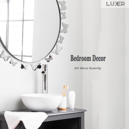 Set 100 Oglinzi Acrilice Autoadezive Luxer, Model Fluturasi, 40 Buc 4x3 cm si 60 Buc 3x2 cm, Silver labute caini fluturasi oglinzi decorative de perete oglinda hol oglinzi dedeman pentru camera din acril decorativa ikea decor mobexpert jysk emag dormitor living autoadezive oglinda aurie moderne rezistente auriu [5]