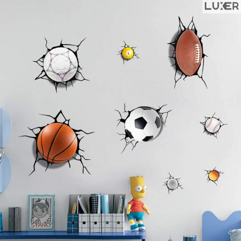 Set 8 Stickere Decorative Mingi Multiple Sporturi: Fotbal, Rugby, Biliard, Baschet, Baseball, Ping Pong, Golf, Cu Efect 3D, Multisuprafete, Autoadezive, Luxer, Sticker Pentru Micii Campioni Sportivi Emag Jysk Leroy Dedeman Luxer [1]