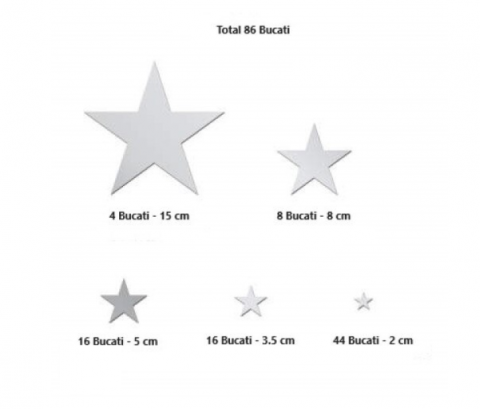 Set 86 Oglinzi Acrilice Autoadezive, Model Stele, Oglinda Decorativa Perete/Mobila pentru Hol Living Baie, Multiple Dimensiuni, Luxer [9]