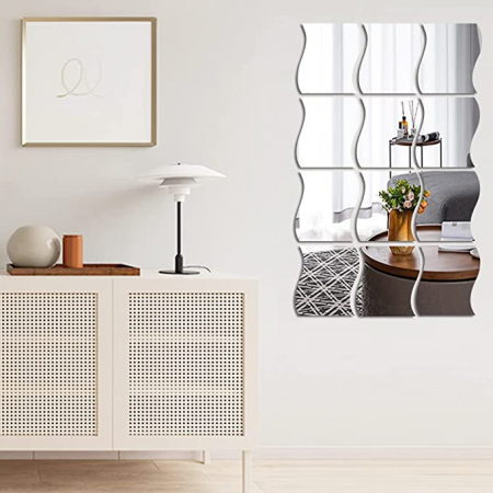 Set oglinzi acrilice valuri Luxer oglinzi decorative de perete oglinda hol oglinzi dedeman pentru camera din acril decorativa ikea decor mobexpert jysk emag dormitor living autoadezive oglinda aurie moderne rezistente auriu [3]