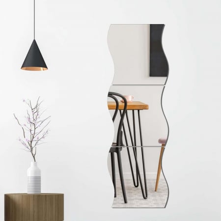 Set oglinzi acrilice valuri Luxer oglinzi decorative de perete oglinda hol oglinzi dedeman pentru camera din acril decorativa ikea decor mobexpert jysk emag dormitor living autoadezive oglinda aurie moderne rezistente auriu [2]