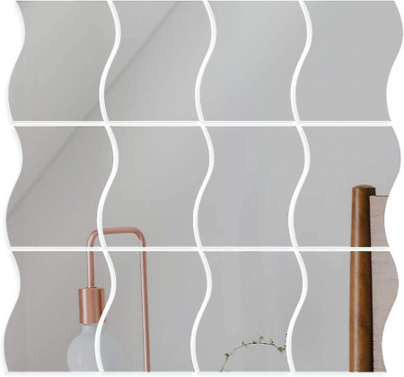Set oglinzi acrilice valuri Luxer oglinzi decorative de perete oglinda hol oglinzi dedeman pentru camera din acril decorativa ikea decor mobexpert jysk emag dormitor living autoadezive oglinda aurie moderne rezistente auriu [6]