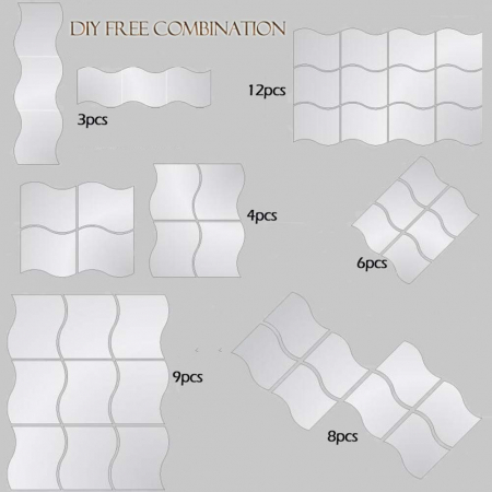 Set oglinzi acrilice valuri Luxer oglinzi decorative de perete oglinda hol oglinzi dedeman pentru camera din acril decorativa ikea decor mobexpert jysk emag dormitor living autoadezive oglinda aurie moderne rezistente auriu [11]