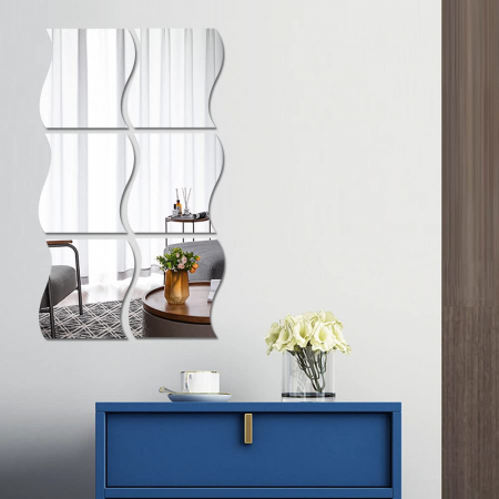 Set oglinzi acrilice valuri Luxer oglinzi decorative de perete oglinda hol oglinzi dedeman pentru camera din acril decorativa ikea decor mobexpert jysk emag dormitor living autoadezive oglinda aurie moderne rezistente auriu [1]