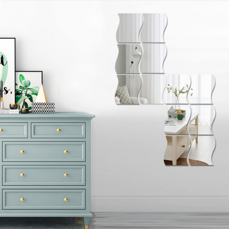 Set oglinzi acrilice valuri Luxer oglinzi decorative de perete oglinda hol oglinzi dedeman pentru camera din acril decorativa ikea decor mobexpert jysk emag dormitor living autoadezive oglinda aurie moderne rezistente auriu [3]