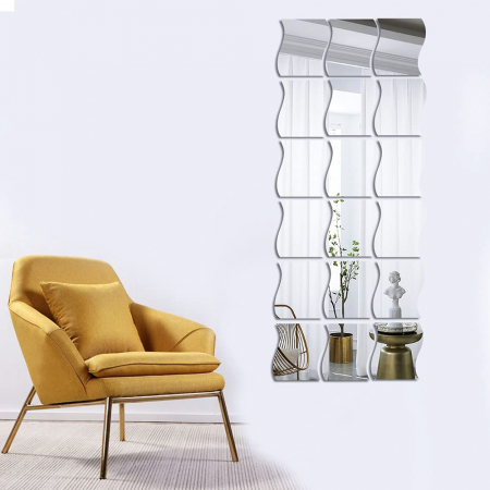 Set oglinzi acrilice valuri Luxer oglinzi decorative de perete oglinda hol oglinzi dedeman pentru camera din acril decorativa ikea decor mobexpert jysk emag dormitor living autoadezive oglinda aurie moderne rezistente auriu [1]