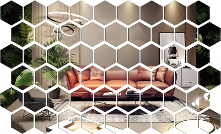 Toate Produsele - Set oglinzi acrilice Luxer, model hexagon, 12.5x11x6.4 cm, silver, oglinda acrilica perete mare decortiva dedeman dormitor rama ikea baie dedeman jysk ieftin pret emag mobexpert moderne ieftine leroy merlin autocolant hexagon luxer