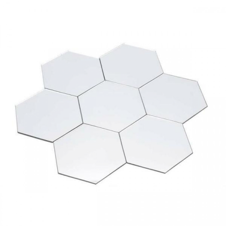Set oglinzi acrilice Luxer, model hexagon, 18.5x16x9.3 cm, silver, oglinda acrilica perete mare decortiva dedeman dormitor rama ikea baie dedeman jysk ieftin pret emag mobexpert moderne ieftine leroy merlin autocolant hexagon luxer [4]