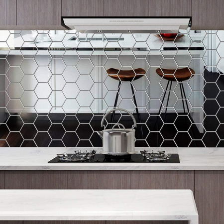 Set oglinzi acrilice Luxer, model hexagon, 12.5x11x6.4 cm, silver, oglinda acrilica perete mare decortiva dedeman dormitor rama ikea baie dedeman jysk ieftin pret emag mobexpert moderne ieftine leroy merlin autocolant hexagon luxer [1]
