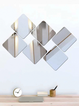 Set oglinzi acrilice patrate Luxer, 15x15 cm, silver, oglinda perete pentru hol stil dedeman ikea jysk alba moderne mari ieftine dormitor sufragerie living leroy merlin oglinda adeziva anticadere din bucati ieftine luxer [5]