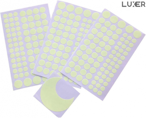 Set Stickere Autoadezive Copii Fosforescente pentru Perete/Mobila/Tavan, Model: Spatiul Astronomic, 210 Buline 4 Dimensiuni si Luna, Luxer, Stickere Decorative Autocoalante Buline si Luna Fosforescente, pentru Tavan/Peretele Camerei Copilului, Spatiu Interstelar, Stele Fosforescente [5]