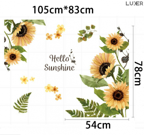 Sticker Autoadeziv Decorativ cu Model Floral: Hello Sushine Sunflower, Multisuprafete, Dimensiuni: 100 x 80 cm, Luxer, Stickere Perete Autocolante Pentru Orice Suprafata cu Flori emag jumbo leroy pepco hornbach jysk luxer [5]