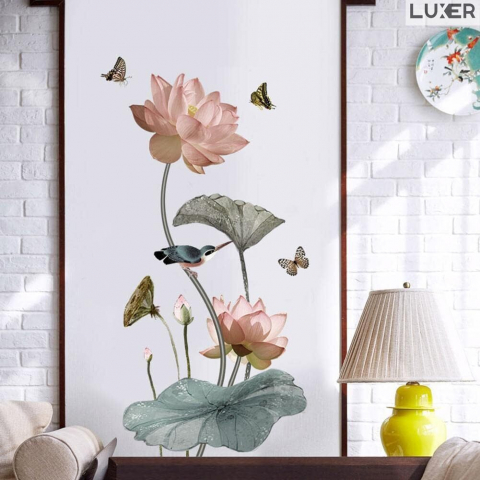 Sticker Autoadeziv Decorativ cu Model Floral: Lily Flower / Floarea de Liliac, Multisuprafete, Dimensiuni: 120 x 65 cm, Luxer,Stickere Perete Autocolante Pentru Orice Suprafata cu Flori emag jumbo leroy pepco hornbach jysk luxer [2]