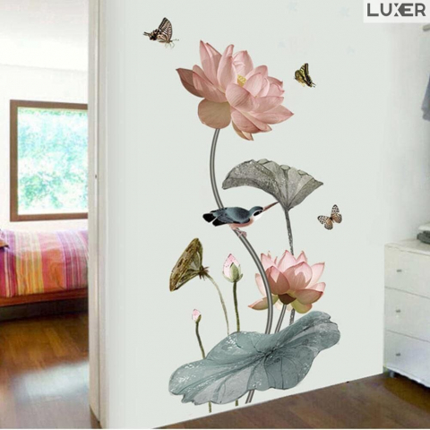 Sticker Autoadeziv Decorativ cu Model Floral: Lily Flower / Floarea de Liliac, Multisuprafete, Dimensiuni: 120 x 65 cm, Luxer,Stickere Perete Autocolante Pentru Orice Suprafata cu Flori emag jumbo leroy pepco hornbach jysk luxer [5]