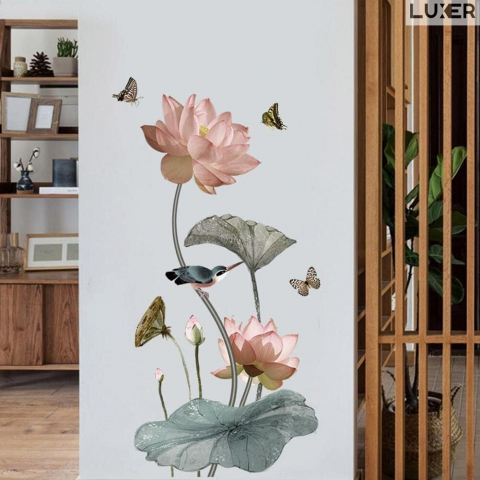 Sticker Autoadeziv Decorativ cu Model Floral: Lily Flower / Floarea de Liliac, Multisuprafete, Dimensiuni: 120 x 65 cm, Luxer,Stickere Perete Autocolante Pentru Orice Suprafata cu Flori emag jumbo leroy pepco hornbach jysk luxer [1]