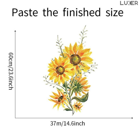 Sticker Autoadeziv Decorativ cu Model Floral: Sunflower, Multisuprafete, Floarea Soarelui Pictata, Dimensiuni: 60x37 cm, Emag, Jysk, Dedeman, Leroy, Luxer [7]