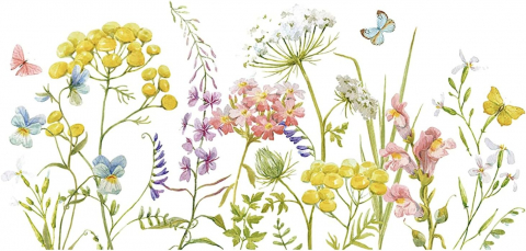 Sticker Autoadeziv Decorativ cu Model Floral: Wildflower, Multisuprafete, Dimensiuni: 60 x 30 cm, Luxer, Stickere Decorative pentru Perete Autocolant cu model Floral pentru Domitor/Bucatarie/Living/Hol cu Flori si Natura Vie Verde si Galben Luxer [6]