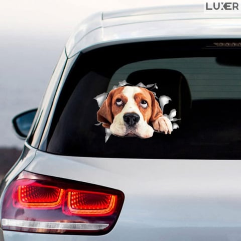 Sticker Decorativ Autoadeziv cu efect 3D, Model: Sad Beagle, pentru Perete/Mobila/Masina, Autocolant, Sticker Auto, Dimensiuni: 21x15 cm, Luxer [5]