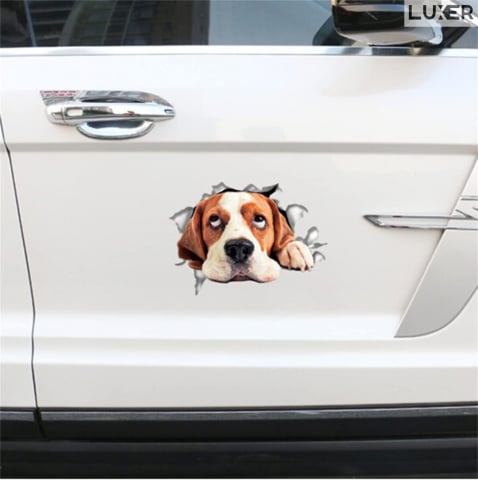 Sticker Decorativ Autoadeziv cu efect 3D, Model: Sad Beagle, pentru Perete/Mobila/Masina, Autocolant, Sticker Auto, Dimensiuni: 21x15 cm, Luxer [4]