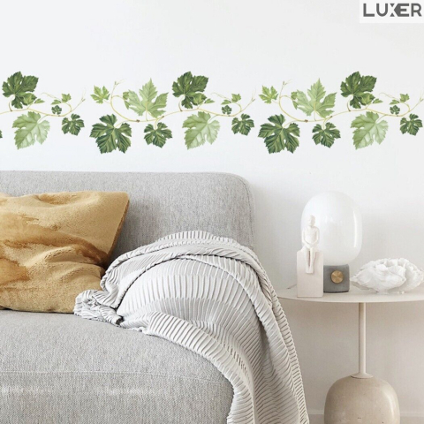 Sticker Decorativ Autoadeziv pentru Perete/ Mobila / Geam cu Model Floral : Green Leaf, Multisuprafete, Dimensiuni: 58x14 cm, Dedeman, Leroy, Jysk, Luxer [4]