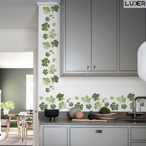 Sticker Decorativ Autoadeziv pentru Perete/ Mobila / Geam cu Model Floral : Green Leaf, Multisuprafete, Dimensiuni: 58x14 cm, Dedeman, Leroy, Jysk, Luxer [1]