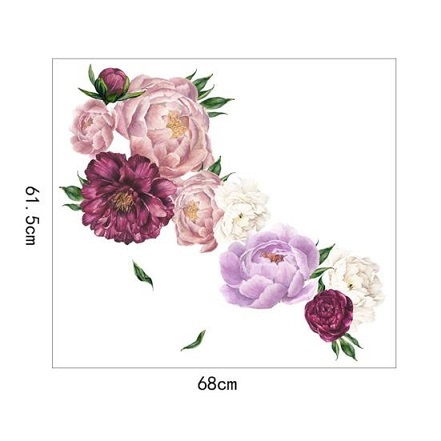 Sticker decorativ cu Flori de Bujor Mov Luxer, Autocolant Purple Peonies, 68x61.5 cm, stickere perete flori 3d cu flori mici leroy merlin dedeman Luxer [6]