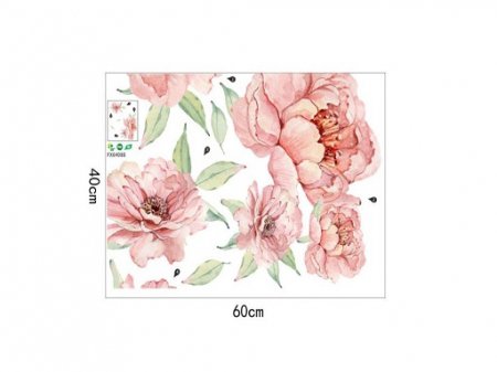 Sticker decorativ cu Flori de Bujor Roz Luxer, Autocolant Pink Peonies, 71x60 cm, stickere perete flori mici bujori leroy merlin dedeman emag Luxer [8]