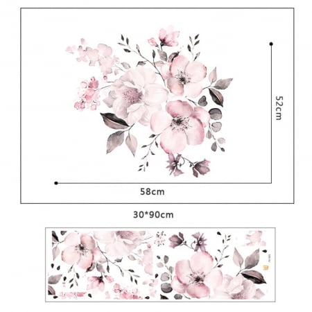 Sticker decorativ cu Flori de Cires Luxer, Autocolant Cherry Blossom, 58x52 cm, stickere perete flori mici, flori de cires 3d fete leroy merlin emag dedeman Luxer [10]