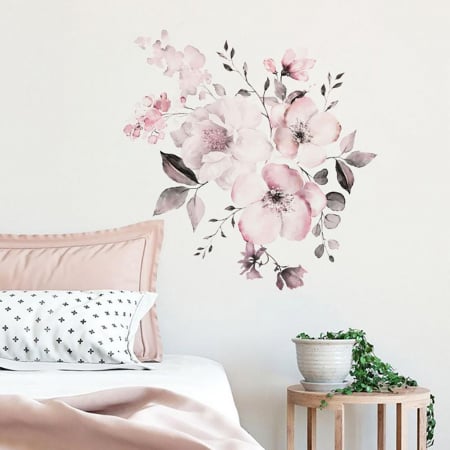 Sticker decorativ cu Flori de Cires Luxer, Autocolant Cherry Blossom, 58x52 cm, stickere perete flori mici, flori de cires 3d fete leroy merlin emag dedeman Luxer [6]