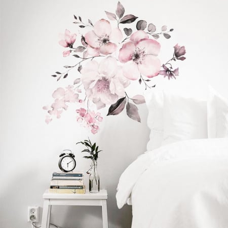 Sticker decorativ cu Flori de Cires Luxer, Autocolant Cherry Blossom, 58x52 cm, stickere perete flori mici, flori de cires 3d fete leroy merlin emag dedeman Luxer [2]