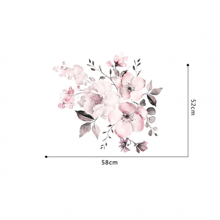Sticker decorativ cu Flori de Cires Luxer, Autocolant Cherry Blossom, 58x52 cm, stickere perete flori mici, flori de cires 3d fete leroy merlin emag dedeman Luxer [9]