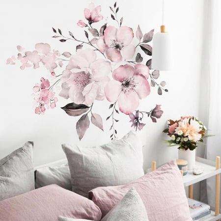 Sticker decorativ cu Flori de Cires Luxer, Autocolant Cherry Blossom, 58x52 cm, stickere perete flori mici, flori de cires 3d fete leroy merlin emag dedeman Luxer [1]