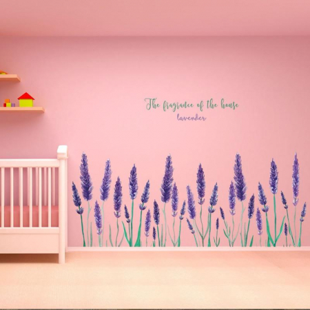 Sticker decorativ cu Flori de Lavanda Luxer, Autocolant Purple Lavander, stickere decorative copii adulti personalizat dormitor floral lavanda bucatarie living dedeman jumbo leroy merlin luxer ieftin [3]