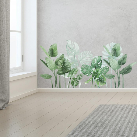 Sticker Decorativ cu Frunze de Philodendron Luxer, Autocolant perete Philodendron cu frunza rupta, 105x52 cm, stickere perete dedeman flori personalizat pepco emag personalizate ieftine natura plante exotice merlin mickey mouse autocolante pentru sufragerie living luxer [9]