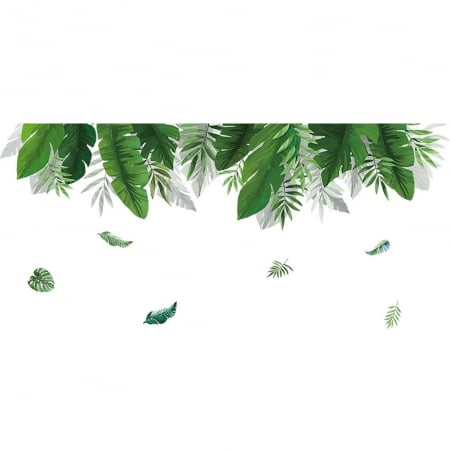 Sticker decorativ cu Frunze Exotice Luxer, Autocolant Exotic Leaves, 150x35 cm, stickere decorative autocolant natura exotic dedeman jumbo luxer padure amazoniana [5]