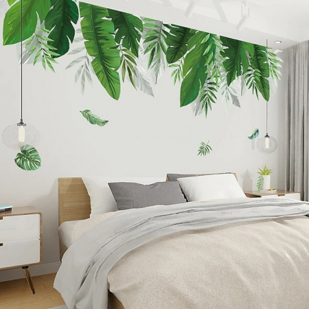 Sticker decorativ cu Frunze Exotice Luxer, Autocolant Exotic Leaves, 150x35 cm, stickere decorative autocolant natura exotic dedeman jumbo luxer padure amazoniana [4]