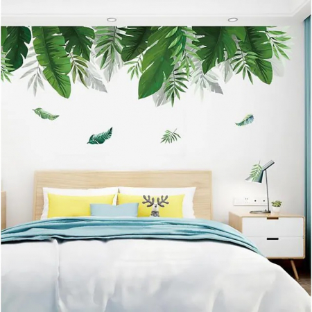 Sticker decorativ cu Frunze Exotice Luxer, Autocolant Exotic Leaves, 150x35 cm, stickere decorative autocolant natura exotic dedeman jumbo luxer padure amazoniana [2]