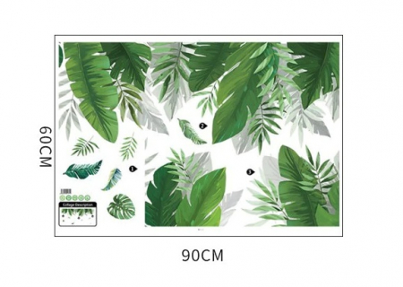 Sticker decorativ cu Frunze Exotice Luxer, Autocolant Exotic Leaves, 150x35 cm, stickere decorative autocolant natura exotic dedeman jumbo luxer padure amazoniana [7]
