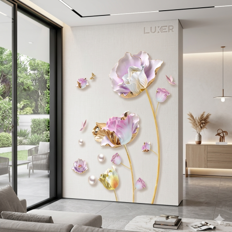 Stickere Perete - Sticker Decorativ Cu Model Floral pentru Design Interior Cryogenic Roses, Autoadeziv Multisuprafete, Dimensiuni 90x60 cm, Luxer, stickere perete decorative autocolant natura pentru copii adulti emag jumbo hornach leroy jysk ieftine luxer