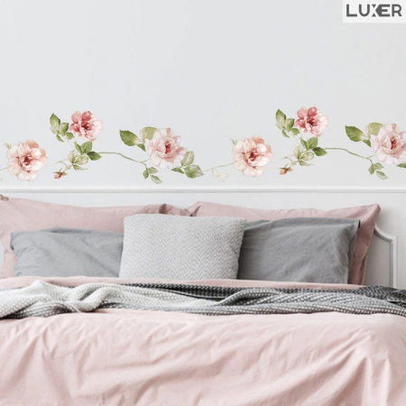 Produse Sub 30 Lei - Sticker Decorativ Cu Model Floral Pentru Design Interior Wild Roses, Autoadeziv Multisuprafete, Dimensiuni 100x17.5 cm, Luxer