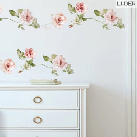 Sticker Decorativ Cu Model Floral Pentru Design Interior Wild Roses, Autoadeziv Multisuprafete, Dimensiuni 100x17.5 cm, Luxer [1]