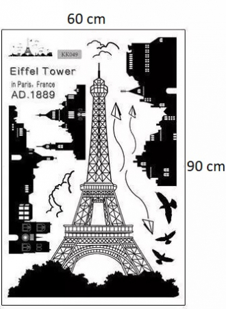 Sticker decorativ Luxer, Autocolant Turnul Eiffel Paris, Negru, 185x70 cm, stickere perete dormitor sufragerie living dedeman pentru birou autoadeziv turnul eiffel tower ieftin jumbo luxer [14]