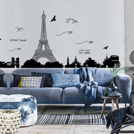 Sticker decorativ Luxer, Autocolant Turnul Eiffel Paris, Negru, 185x70 cm, stickere perete dormitor sufragerie living dedeman pentru birou autoadeziv turnul eiffel tower ieftin jumbo luxer [5]