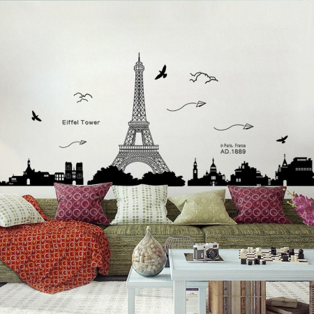 Sticker decorativ Luxer, Autocolant Turnul Eiffel Paris, Negru, 185x70 cm, stickere perete dormitor sufragerie living dedeman pentru birou autoadeziv turnul eiffel tower ieftin jumbo luxer [6]