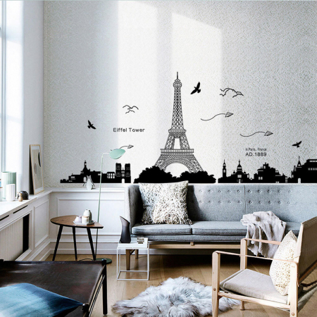 Sticker decorativ Luxer, Autocolant Turnul Eiffel Paris, Negru, 185x70 cm, stickere perete dormitor sufragerie living dedeman pentru birou autoadeziv turnul eiffel tower ieftin jumbo luxer [7]