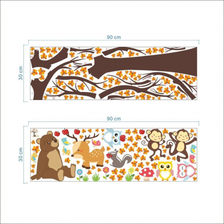 Sticker Decorativ Pentru Camera Copiilor cu Animale Salbatice Luxer, Autocolant Animale in Copac, 100x100 cm, stickere perete copii dedeman baieti/fete emag personalizate ieftine animale disney leroy merlin mickey mouse autocolante luxer [7]