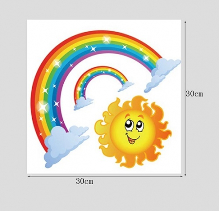 Sticker decorativ pentru copii Luxer, Autocolant Curcubeu si Soare Zambitor, 30x30 cm, stickere copii dedeman baieti leroy merlin norisori bebelusi camera copil [4]