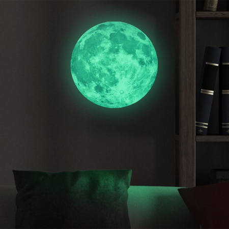 Sticker Glow in the dark Luxer, Autocolant Luna Fosforescenta, Verde, 20 cm,  stickere pamant terra pentru perete ieftin dormitor sufragerie autocolant emag luxer dedeman leroy globul pamantesc [10]